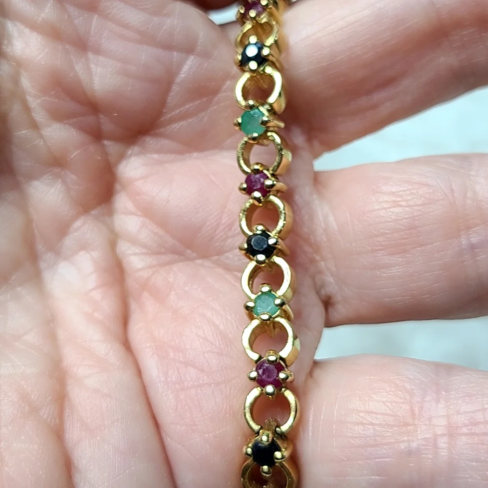 GENUINE Emerald, Ruby, and Sapphire Bracelet